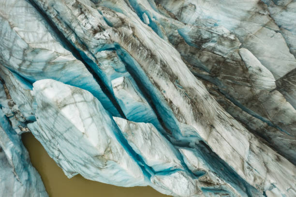 istock Aerial drone view of glacier formations valley 1344913347