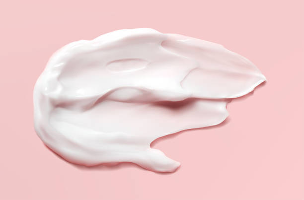 istock Smear of moisturizer vector realistic illustration in pink background. Cream, lotion for face or body. Skin care 1344920943