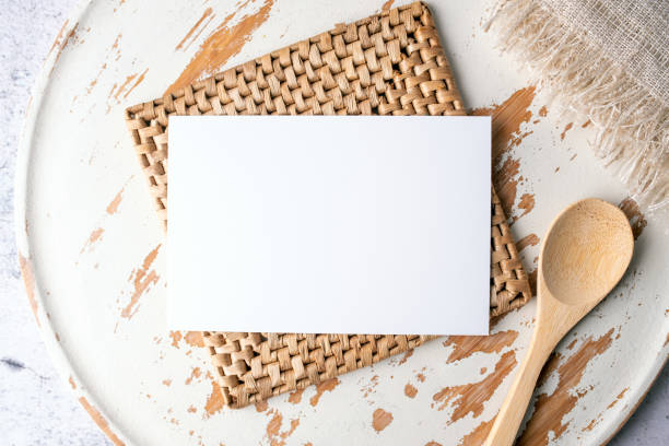 istock Card mock up template, Flat lay, top view. 1344922031