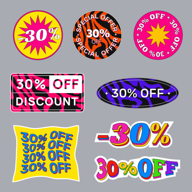 istock Set of Sale Tag 30% Off Stickers Vector Design. Cool Trendy Modern Promo Badges. 1344923227
