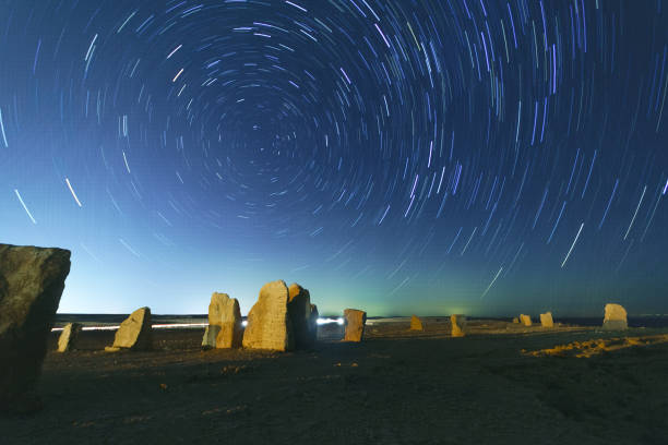 istock Rocks and star trails in the Negev Desert 1344923956