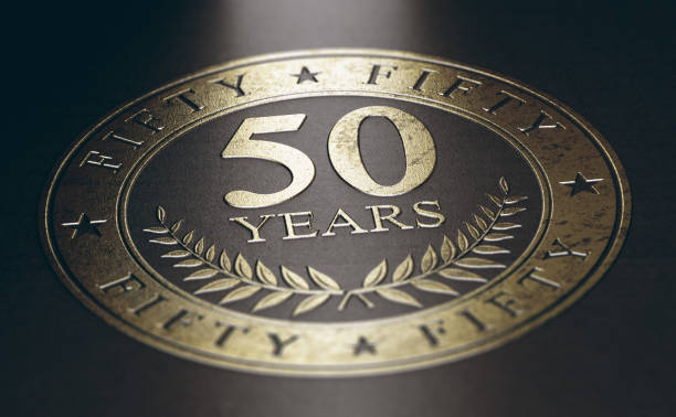 istock 50 years celebration. Fiftieth anniversary. 1344924456