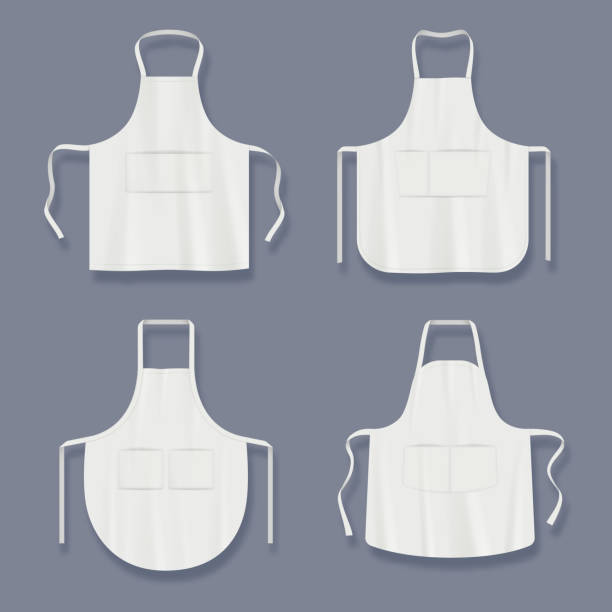 istock Aprons mockup. Realistic clothes for kitchen cook barman preparing food decent vector aprons collections 1344926029