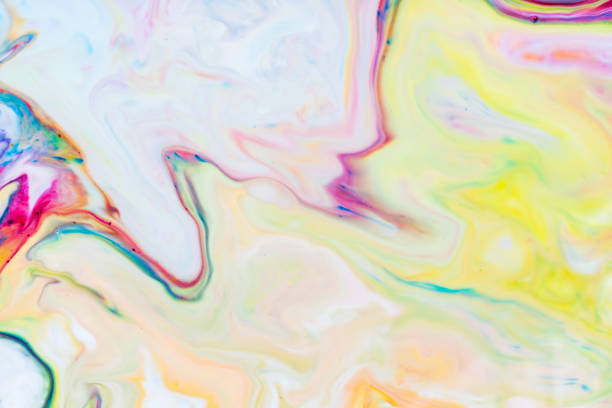 istock Multicolored lines and spots on liquid surface. Abstract background made with fluid art technique. Trendy colorful backdrop. Fluid art 1344929877