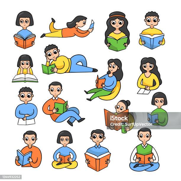 Ilustración de Personajes De Dibujos Animados Masculinos Y Femeninos Leyendo Libros Conjunto De Pegatinas y más Vectores Libres de Derechos de Adulto - iStock Ilustración de Personajes De Dibujos Animados Masculinos Y Femeninos Leyendo Libros Conjunto De Pegatinas y más Vectores Libres de Derechos de Adulto - iStock