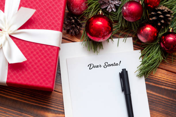 istock A white sheet with the title Dear Santa. Christmas decorations 1344935855
