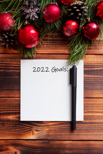 istock A white sheet with the title 2022 goals. Christmas decorations 1344935859