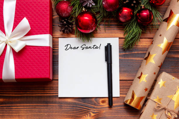 istock A white sheet with the title Dear Santa. Christmas decorations 1344935866