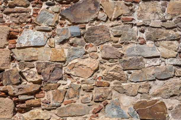 istock Architecture textures, detailed wall masonry schist and granite mix, irregular stone shapes 1344936025