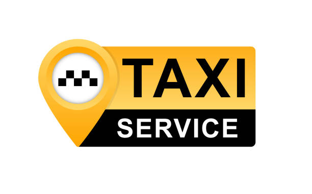 Taxi service icon. Public transport design. Stylish logo with map pointer. Vector illustration. EPS 10 Taxi service icon. Public transport design. Stylish logo with map pointer. Vector illustration. EPS 10 taxi logo background stock illustrations