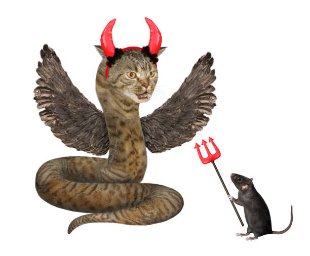 istock Cat snake with wings near rat 1344938535
