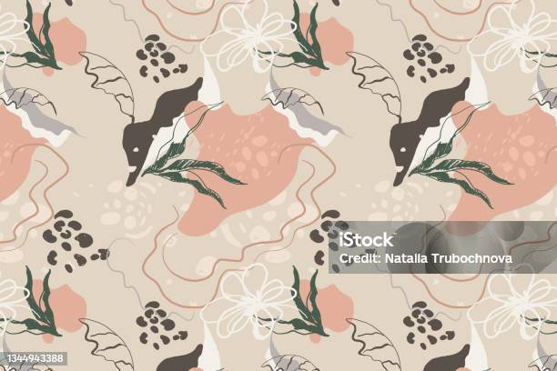 Boho Animal Pattern Botanical Seamless Pattern In The Boho Style Pattern With Foliage And ...