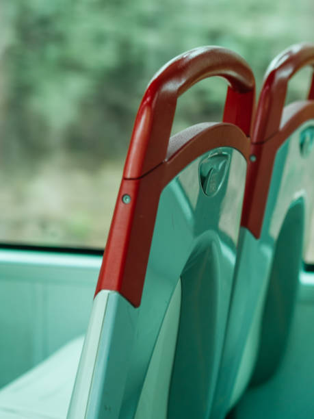 istock Empty seats of a public bus. Transport concept 1344943544