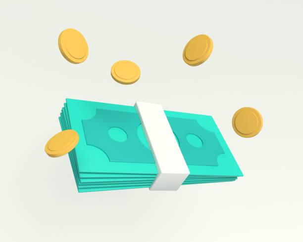 istock Bundles cash and floating coins around 1344944038