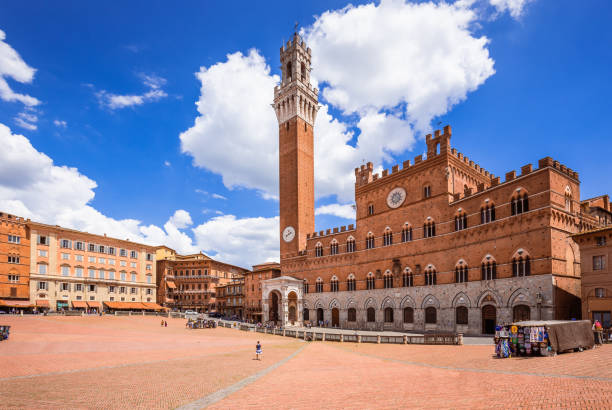 Siena, Italy. Siena, Italy. Piazza del Campo with Palazzo Pubblico and Torre del Mangia. torre del mangia stock pictures, royalty-free photos & images