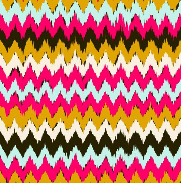 бесшовный винтаж абстрактный цвет икат бохо узор - knitting vertical striped textile stock illustrations