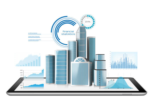 Buildings Diagrams and Charts Being Projected From A Digital Tablet