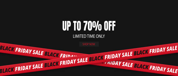 ilustraciones, imágenes clip art, dibujos animados e iconos de stock de banner de venta del black friday. antecedentes de descuento - ribbon satin red isolated