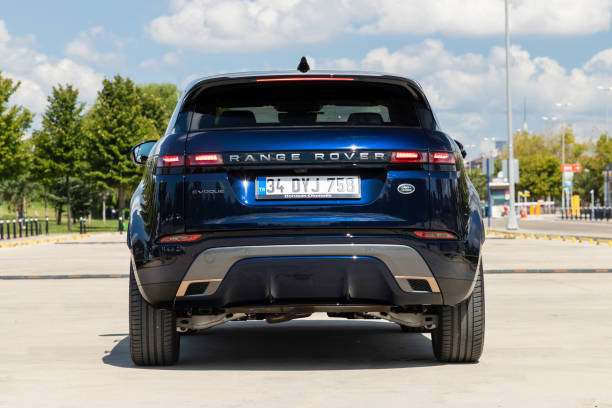 Range Rover Evoque Istanbul, Turkey - August 17 2021 : Range Rover Evoque is a subcompact luxury crossover SUV produced by the British manufacturer Land Rover marque. evoque stock pictures, royalty-free photos & images