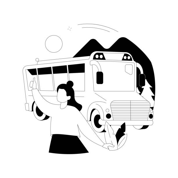 exkursion abstraktes konzept vektorillustration. - tour bus stock-grafiken, -clipart, -cartoons und -symbole