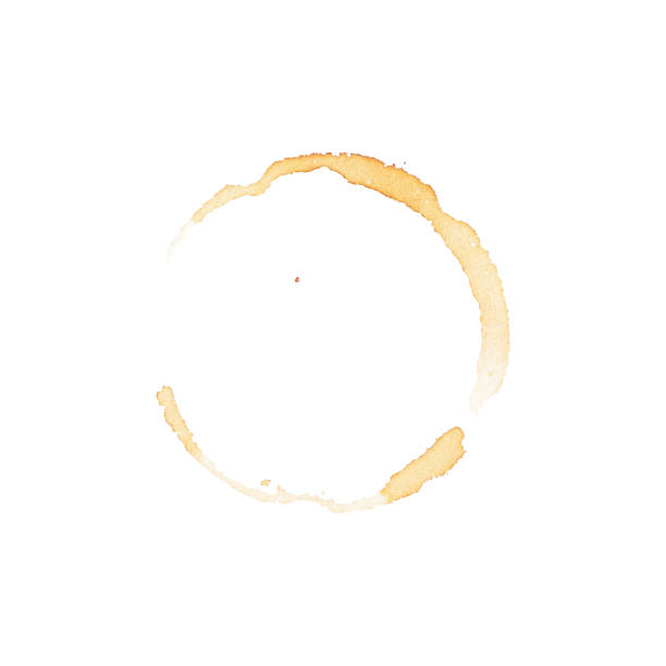istock Dot circle from the bottom cup- real coffee water paint on white paper in many strokes and technique of a brush. Illustration aroma beverage brush as coffee art isolated on white background. 1344960388