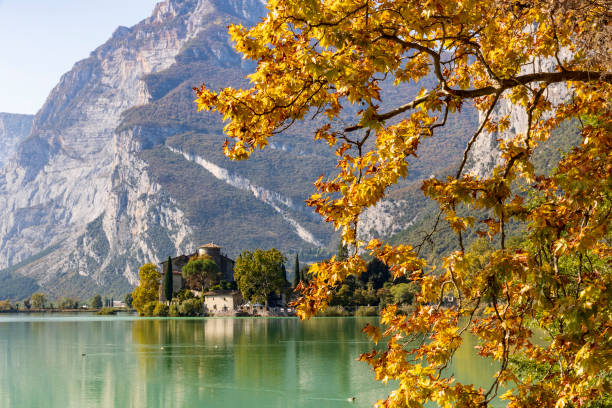 istock Toblino castle at dolomite mountains in Italy. 1344961520