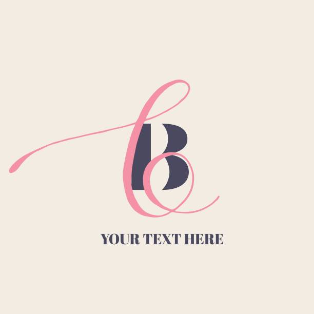 Bb monogram, letters logo. Alphabet initials. Lettering icon isolated on light background. Uppercase letter b sign. Luxury, decorative, beauty style character shape. Swirl elements. Typography, calligraphy symbol. intertwined letters stock illustrations