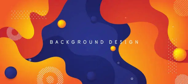 Vector illustration of Abstract orange gradient fluid wave background with geometric shape. Modern futuristic background. Can be use for landing page, book covers, brochures, flyers, magazines, any brandings, banners, headers, presentations, and wallpaper backgrounds