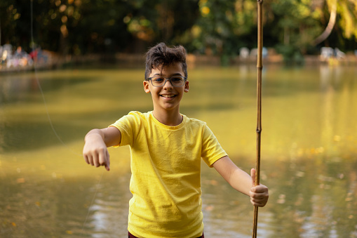 Boy, fishing rod, Fishing, Happiness, Outdoor