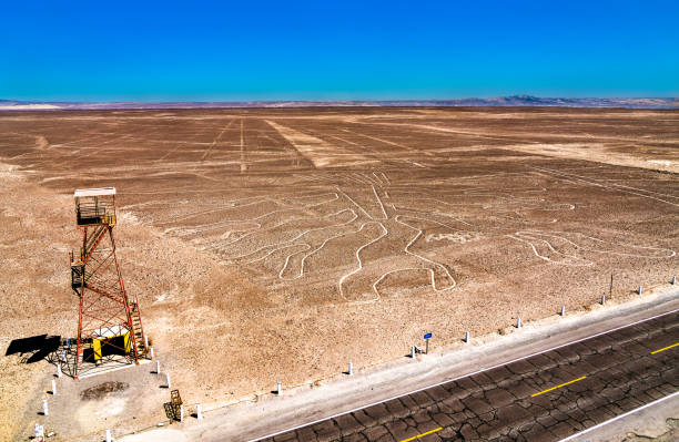 The spiral. Nazca Lines. Peru.\nThe lines are scratch images visible only from the air and from surrounding hills in the desert near Nazca and Palpa in Peru. They are between 800 BC. and 600 AD. No museum. No entry. No known artists. Not protected art.
