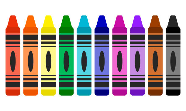 illustrations, cliparts, dessins animés et icônes de crayons. mignon ensemble de fournitures d’art dans un style plat isolé sur fond blanc. - crayon de couleur