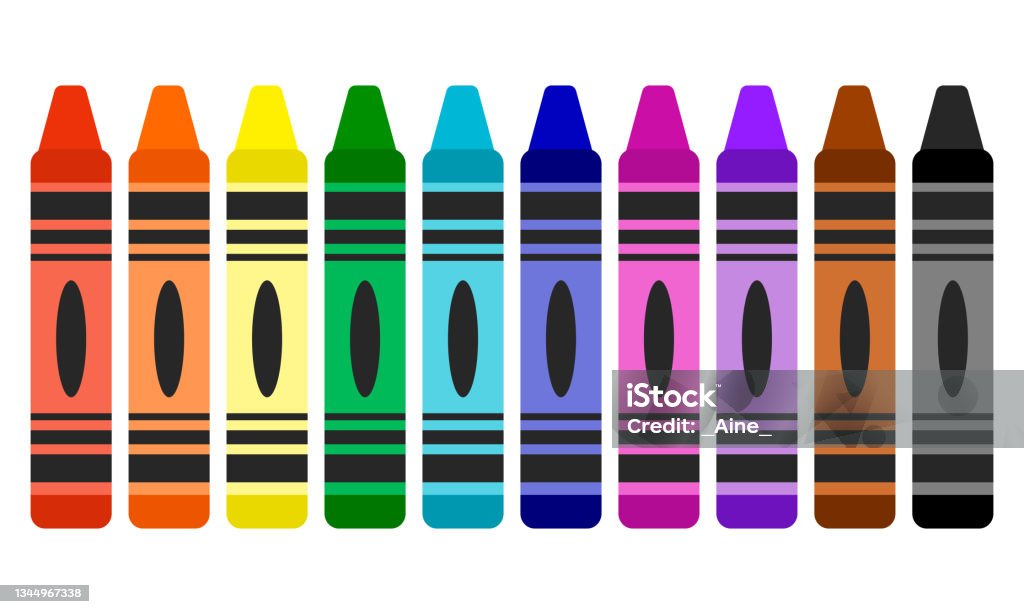 Crayons Cute Set Of Art Supplies In Flat Style Isolated On White Background  Stock Illustration - Download Image Now - iStock