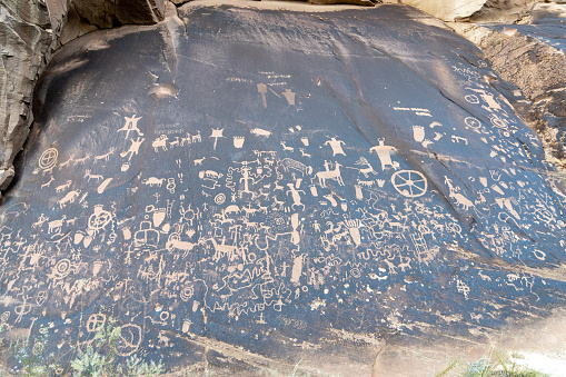 Newspaper Rock, Ancient Petroglyphs near Monticello, Utah, USA