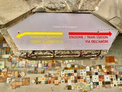the trenitalia station at riomaggiore , la spezia, italy.