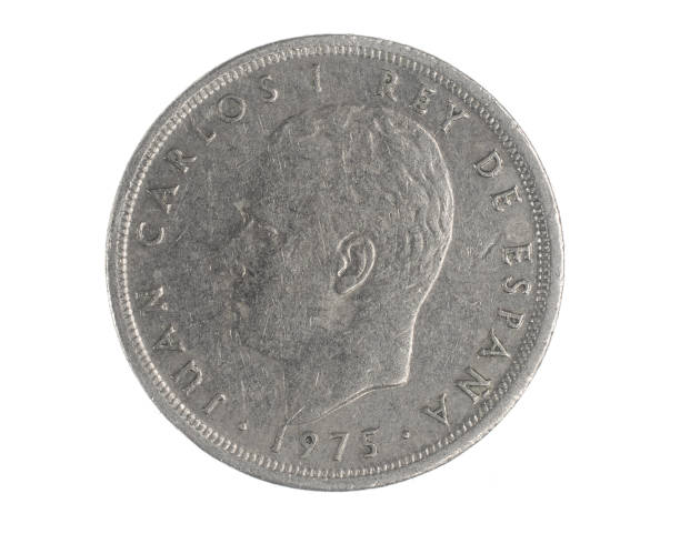 istock Spain  five ptas coin on white isolated background 1344970513