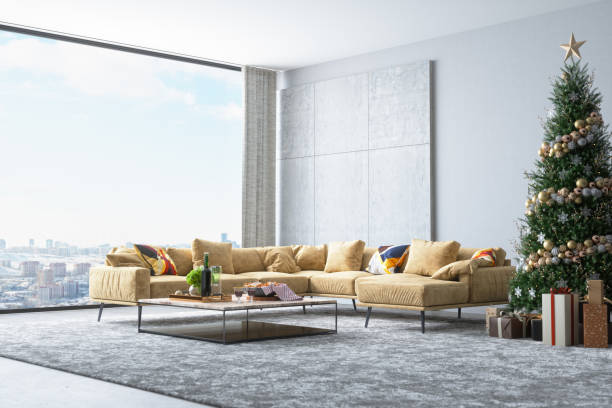 istock Modern Living Room With Christmas Decoration 1344973061