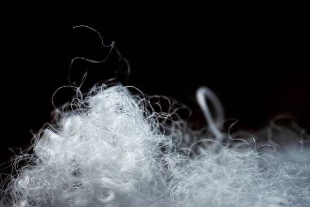 istock Extreme macro of polyester stable fiber 1344973417
