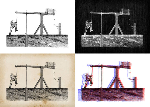 Antique illustration of scientific discoveries: Oil industry