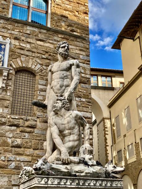 istock hercules and cacus is a white sculpture created by baccio bandinelli (1525-1534). 1344975562