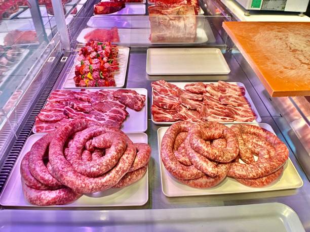 istock local florentine meats on display at the mercato centrale firenze. 1344978091