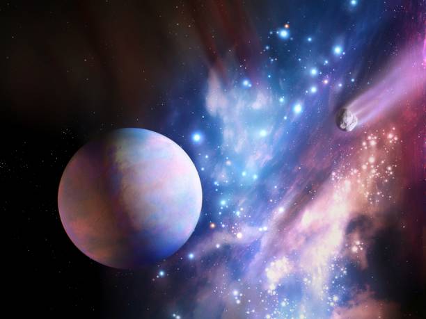 istock Cosmos with nebula and stars. Planet in deep space. 1344978762