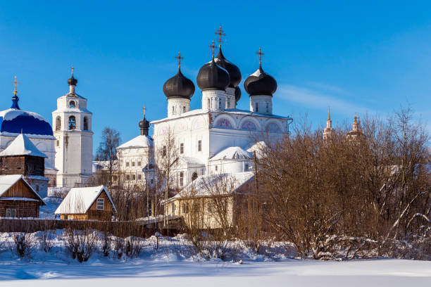 uspensky trifonov monastery in kirov on a winter day stock photo