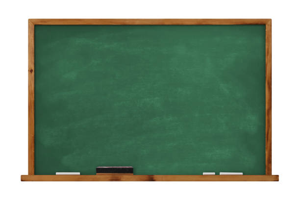 Old school chalkboard with wood frame stock photo