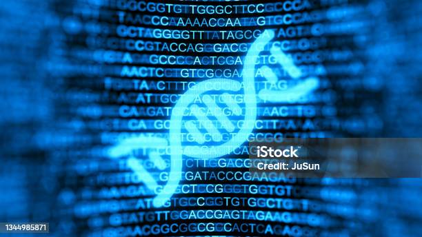 Digital Screen With Dna Strands And Data Background Double Helix Structure Nucleic Acid Sequence Genetic Research 3d Illustration Stock Photo - Download Image Now