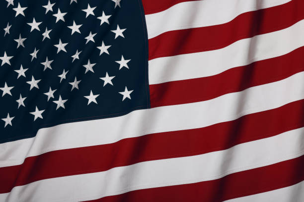 istock Heavy cotton US American flag background 1344996310