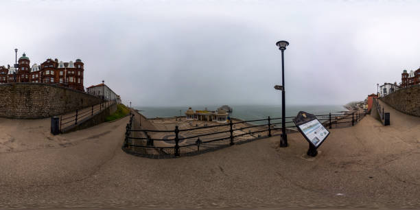 Cromer, Norfolk, UK – 360 spherical panorama captured in the seaside town of Cromer on the North Norfolk coast. Cromer is stunning in the sun however it is equally as scenic in foggy weather, just in a different way