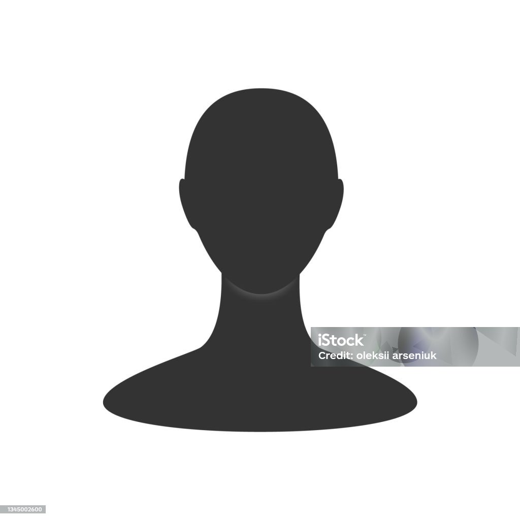 Gender neutral profile avatar. Front view of an anonymous person face. Gender neutral profile avatar. Front view of an anonymous person face In Silhouette stock vector