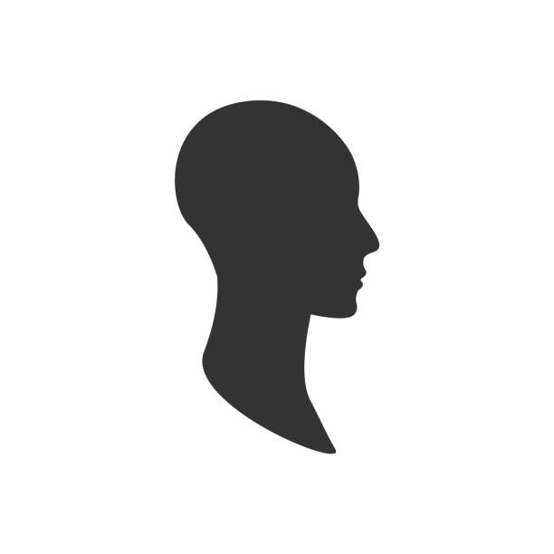 ilustrações de stock, clip art, desenhos animados e ícones de gender neutral profile avatar. side view of an anonymous person face. - mulher careca