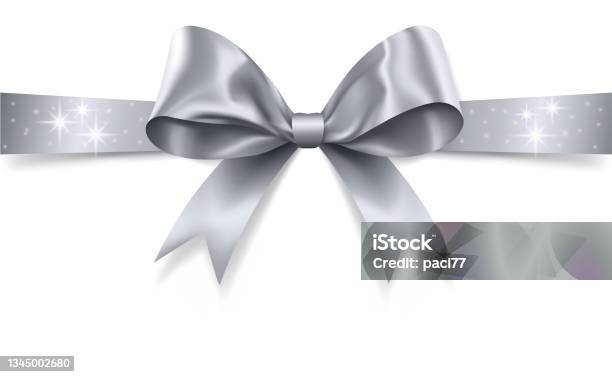 Silver Bow Color Silver Gift Bow Stock Illustration - Download Image Now - Silver ...