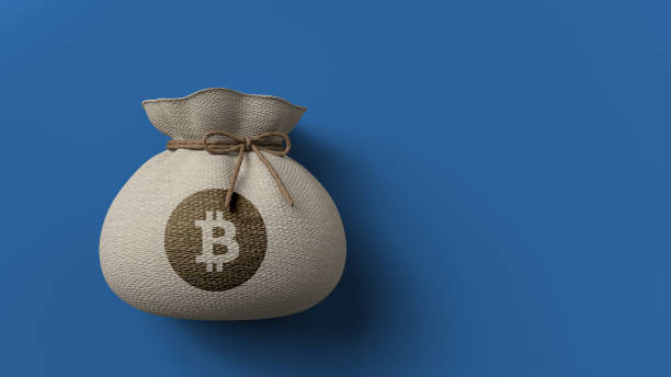 moneybag with a bitcoin symbol - 3d illustration stock photo